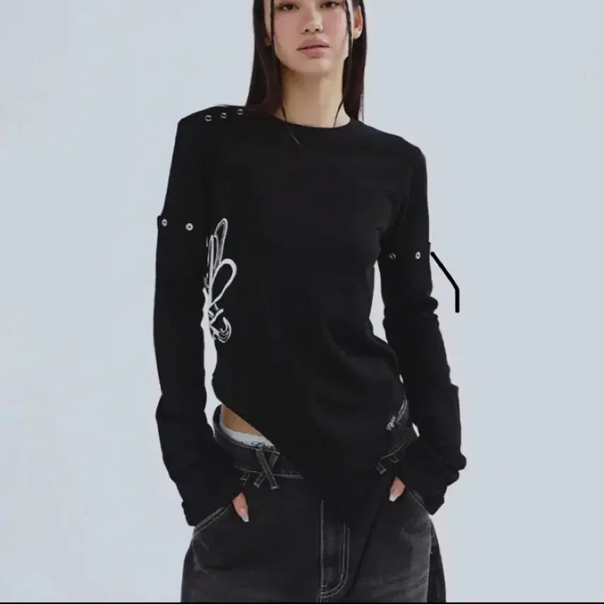 [BUNJANG] NYXX Two-Way Button Arm Long Sleeve Black / (반팔/긴팔)엔와이엑스엑스 nyxx 투웨이 버튼 암 롱슬리브 블랙