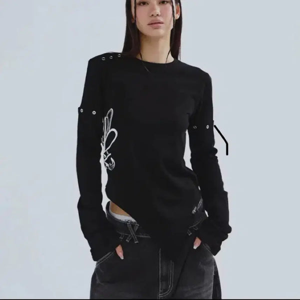 [BUNJANG] NYXX Two-Way Button Arm Long Sleeve Black / (반팔/긴팔)엔와이엑스엑스 nyxx 투웨이 버튼 암 롱슬리브 블랙