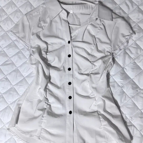 [BUNJANG] Y2K White "Pretty Girl" Shirt / y2k 셔츠 화이트 미소녀