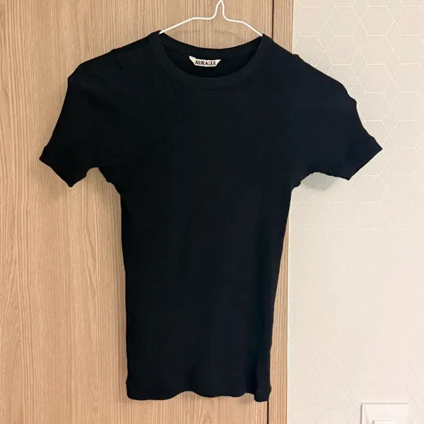 [BUNJANG] Auralee Soft Ribbed Short Sleeve T-Shirt Black / Auralee soft lip 반팔 블랙