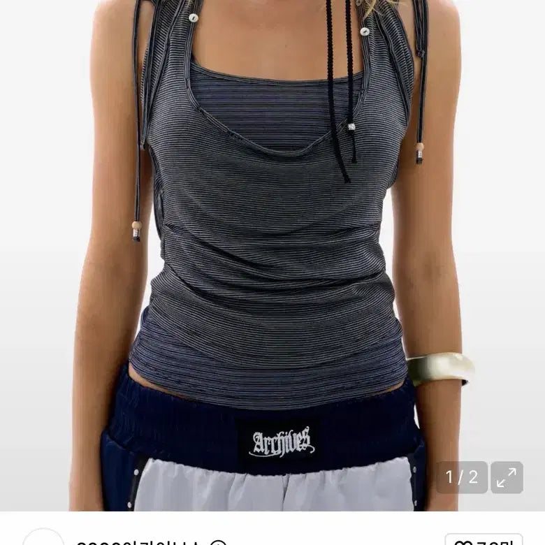 [BUNJANG] 2000 Archives Halter Top Black Size 2 / 2000 아카이브스 홀터넥