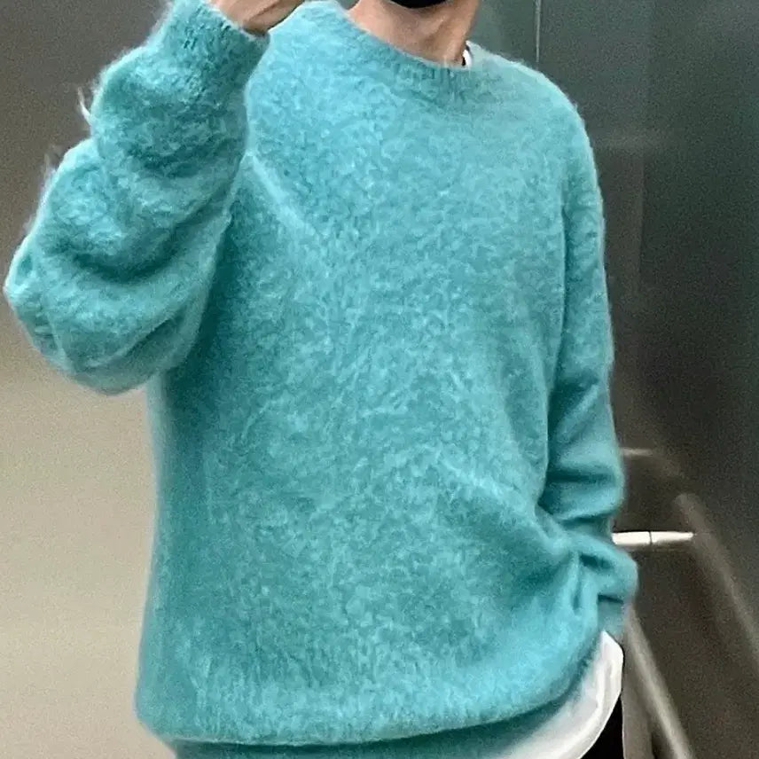 [BUNJANG] AURALEE Brushed Super Kid Mohair Knit Crewneck / [오라리/AURALEE] 모헤어 니트 크루넥 민트/티일
