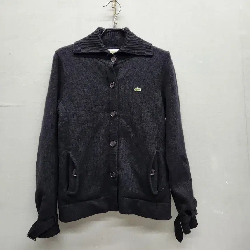 [BUNJANG] Lacoste Wool Cardigan with Collar and Sleeve Buckle Detail / 라코스테 카라 울 니트 소매버클 디테일 가디건 90(S)