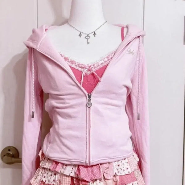 [BUNJANG] Rady Pink Hoodie Zip-Up / Rady 라디 핑크 후드집업