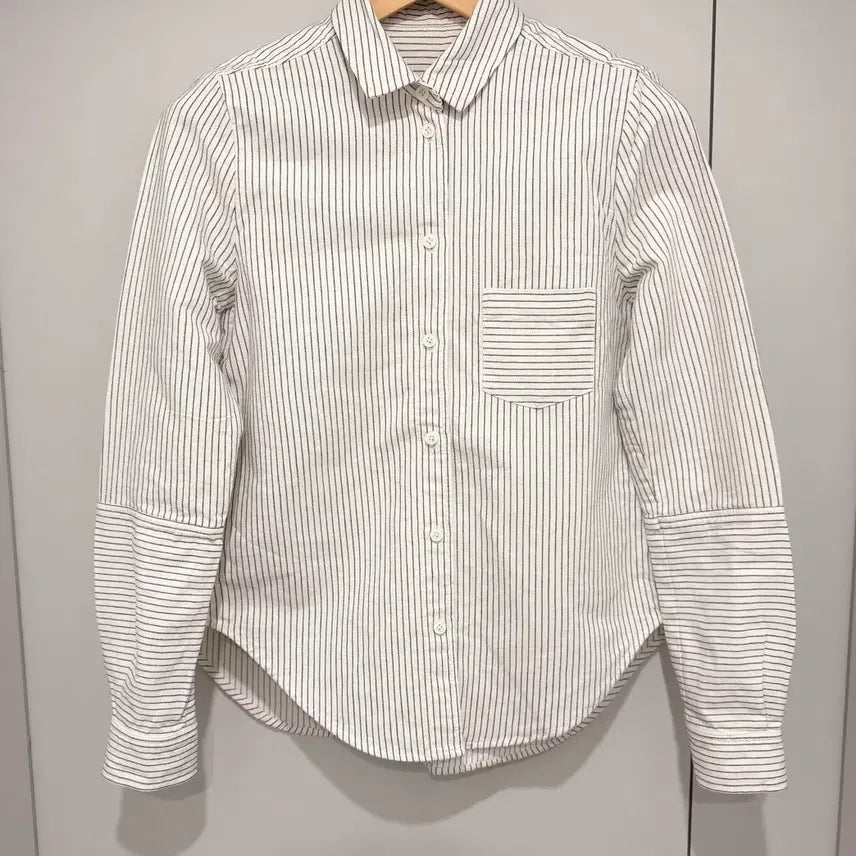 [BUNJANG] YMC You Must Create Linen Blend Stripe Patchwork Button-Down Shirt / [미착용]YMC(You Must Create) 와이엠씨 린넨, 면 혼방 스트라이프 셔츠