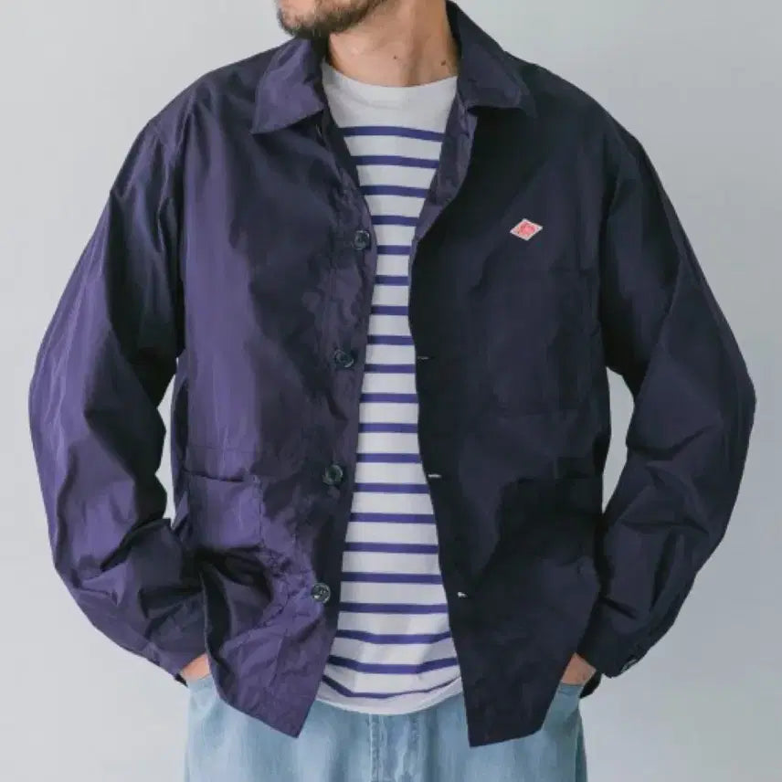 [BUNJANG] Danton Navy Nylon Coach Jacket Coverall / 단톤 나일론 코치자켓 커버올