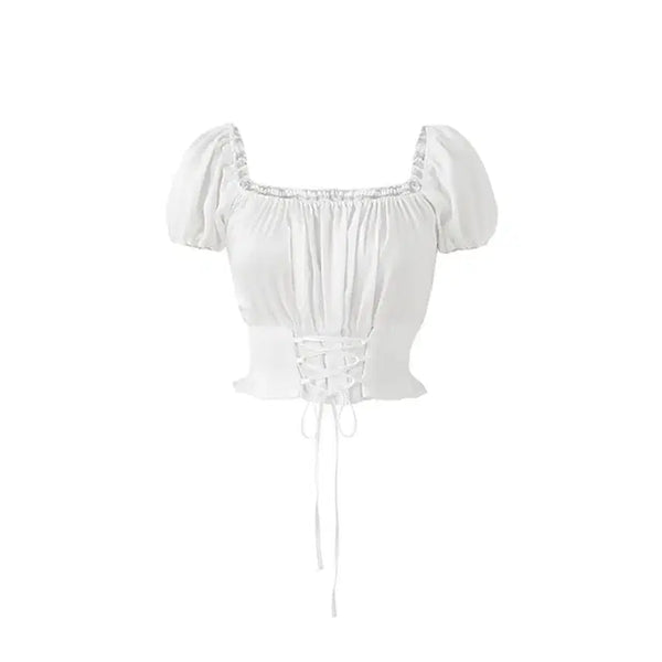 [BUNJANG] Not Your Rose Corset Crop Blouse / 낫유어로즈 코르셋 크롭 블라우스
