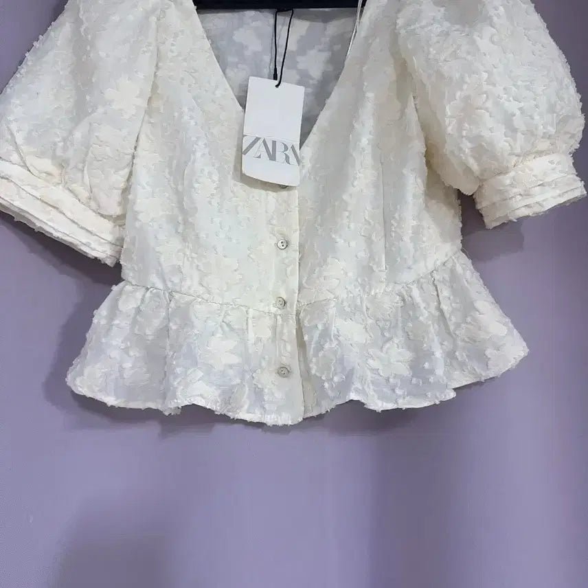 [BUNJANG] Zara White Puff Sleeve Blouse (New) / 자라 화이트 퍼프소매 블라우스 S(새상품)