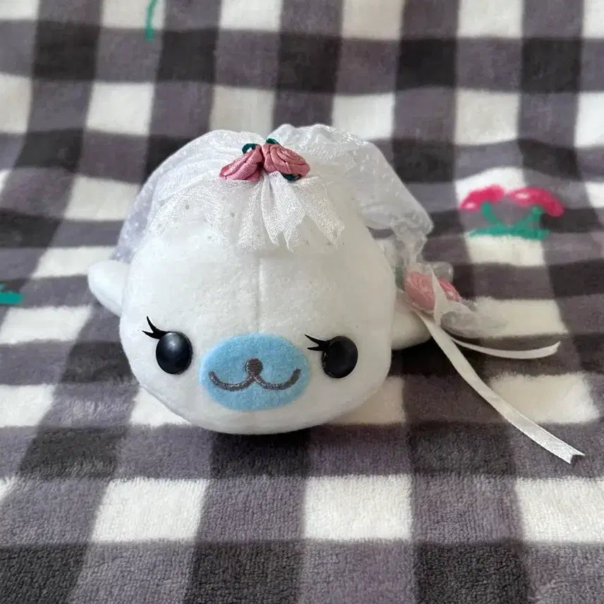 [BUNJANG] San-X Mamegoma Wedding Plush Doll / 레어 고전 산엑스 웨딩 눈썹 마메고마 인형