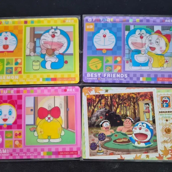 [BUNJANG] Doraemon Holo Card 4-Piece Set / 도라에몽 홀로 카드 4종 세트