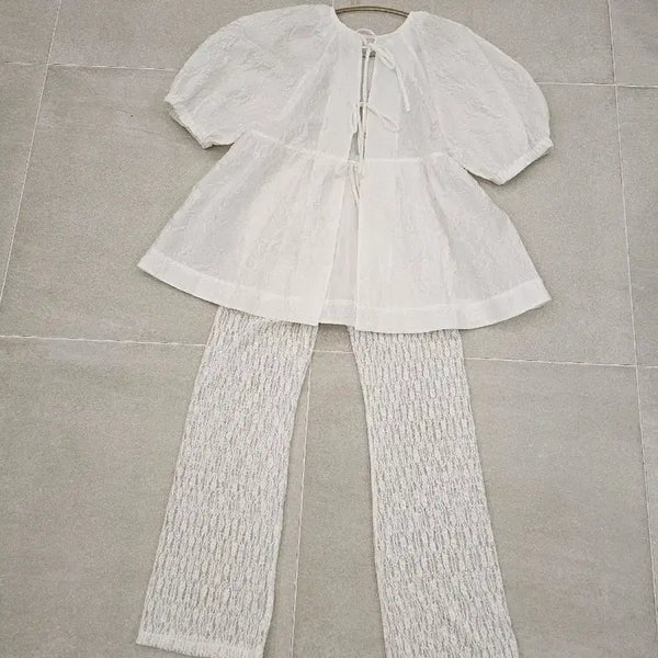 [BUNJANG] TAV Blouse and Pants Set / 타브   블라우스 .팬츠 세트