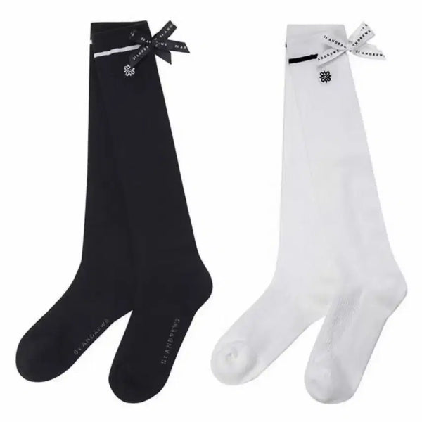 [BUNJANG] Saint Andrews Ribbed Knee Socks (Black/White) / 세인트앤드류스 니삭스 검정/흰색