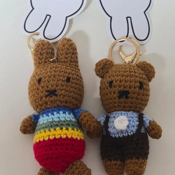 [BUNJANG] Miffy Knitted Doll Keychain Set (2 Variations) / 미피 뜨개 인형 키링 2종
