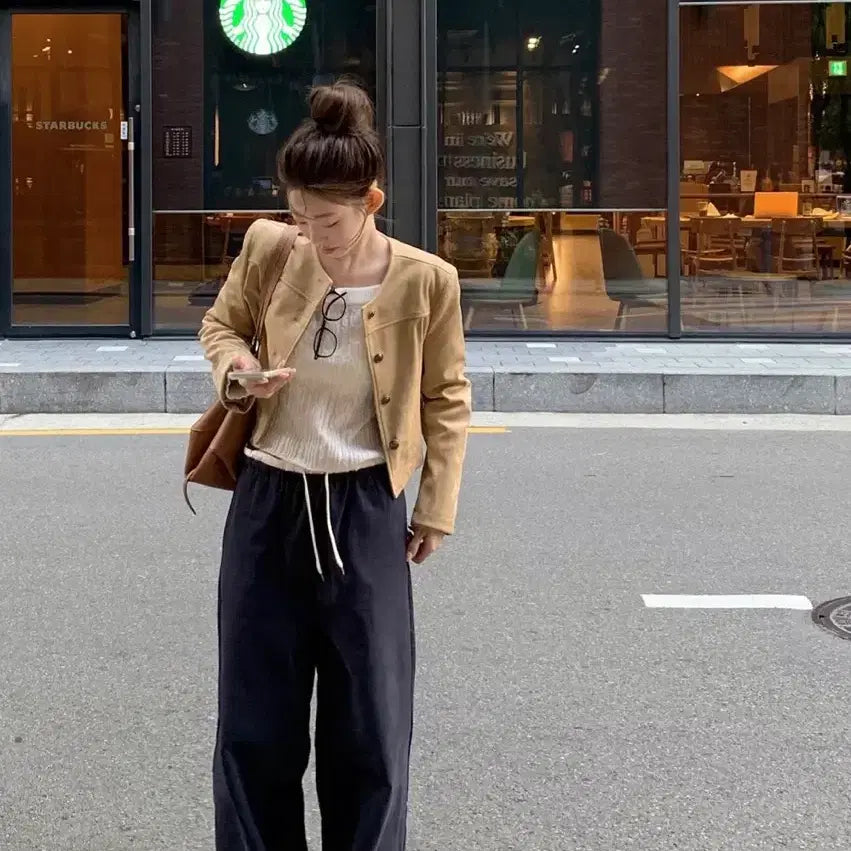 [BUNJANG] Genio Urban Two-Tone Brushed Wide Pants / 제니오 어반 투톤 기모 와이드팬츠