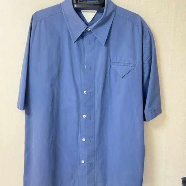 [BUNJANG] Bottega Veneta Compact Cotton Lace-Up Short Sleeve Shirt Cruise Blue / [정품/50]보테가 베네타 콤팩트 코튼 레이스업 반팔 셔츠 크루즈블루