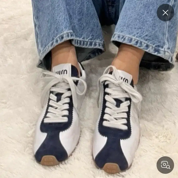 [BUNJANG] Miu Miu Flume Sneakers White Navy Size 41 / 미우미우 플룸 스니커즈 41