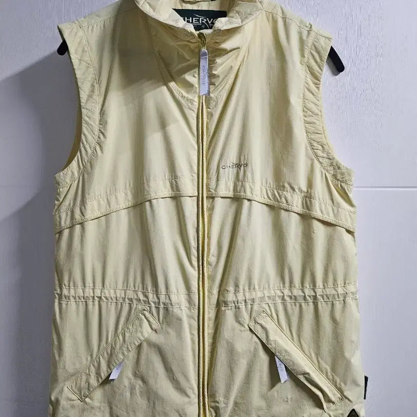 [BUNJANG] SHERVO Women's Luxury Golf Vest - Light Yellow, Size 42 / 이태리 명품 쉐르보 여성 골프웨어