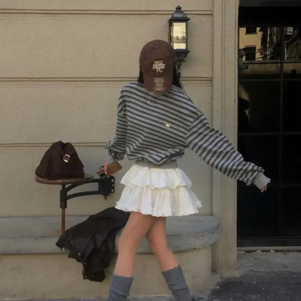 [BUNJANG] Bydelli Stripe Grey Sweatshirt / 베이델리 스트라이프 그레이 맨투맨