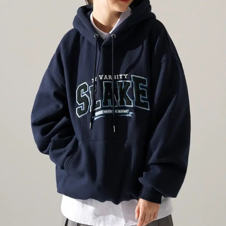 [BUNJANG] TWN SLAKE Navy Hoodie (Size M) / TWN 슬레이크 네이비 후드티 기모 M사이즈