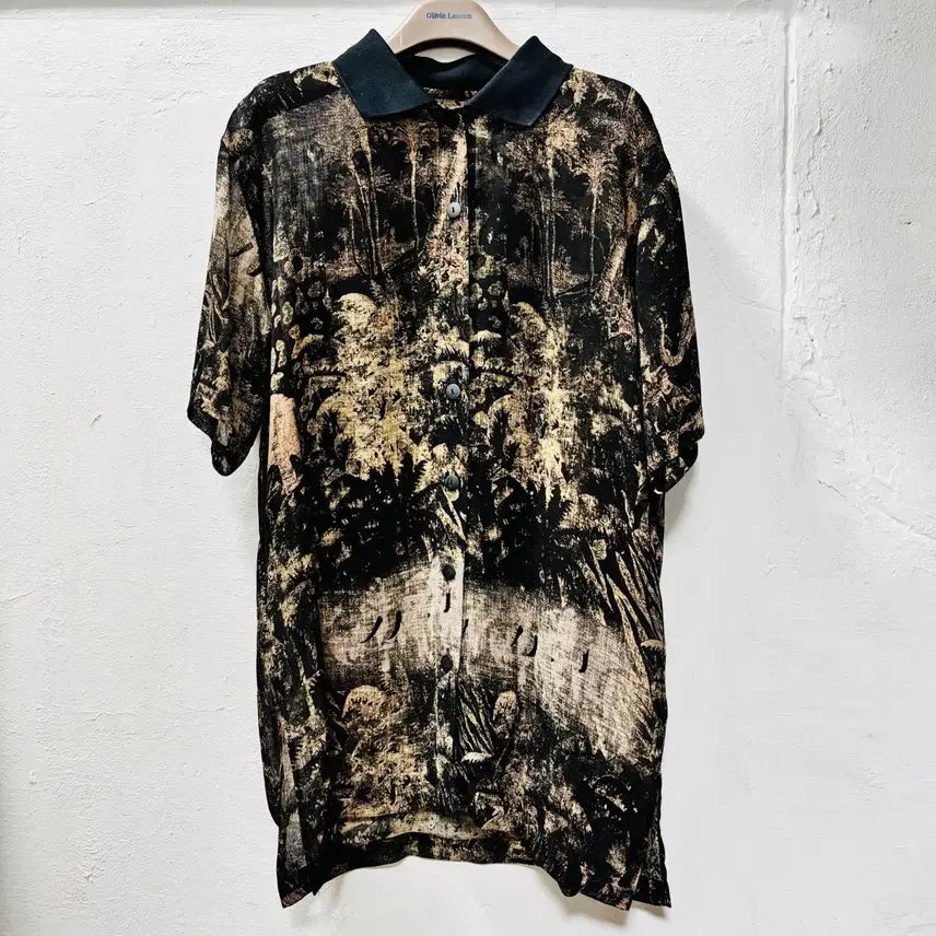 [BUNJANG] Tie-Dye Landscape Vintage Short Sleeve Shirt / 타이다이 풍경화 빈티지 반팔 셔츠