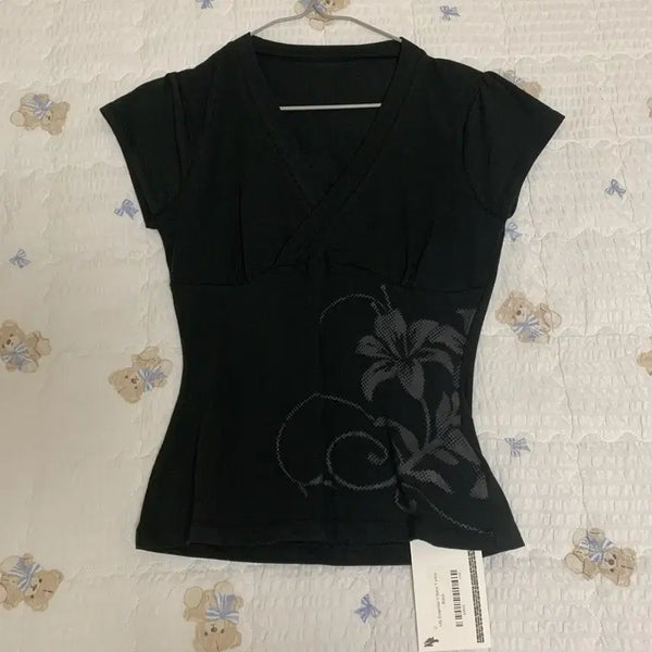 [BUNJANG] CASICO Lily Essential V-Neck T-shirt Black / 카시코 Lily Essential V-Neck T-shirt Black