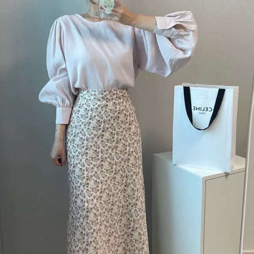 [BUNJANG] Lavender Pink Puff Sleeve Blouse / 라벤더 핑크 퍼프 블라우스