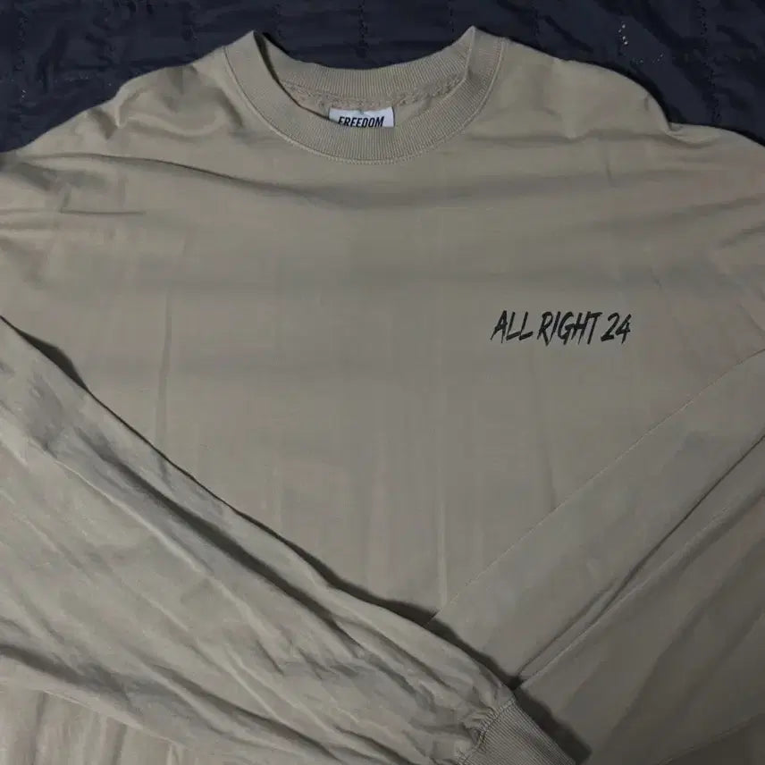 [BUNJANG] Freedom All Night Long Sleeve T-Shirt Beige 3XL / 프리덤 올라잇 긴팔티 베이지 3xl
