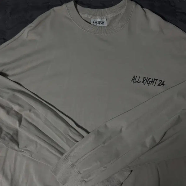 [BUNJANG] Freedom Allnight Long-Sleeve T-Shirt Grey 3XL / 프리덤 올라잇 긴팔티 그레이 3xl