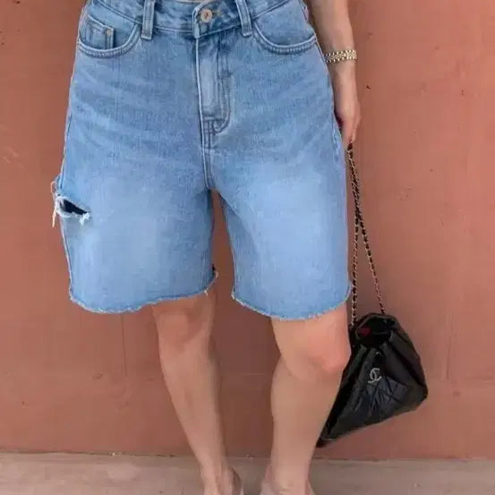 [BUNJANG] 5-Cut Denim Pants Size 55 (New) / 5부 컷팅 데님 55 사이즈(새상품)