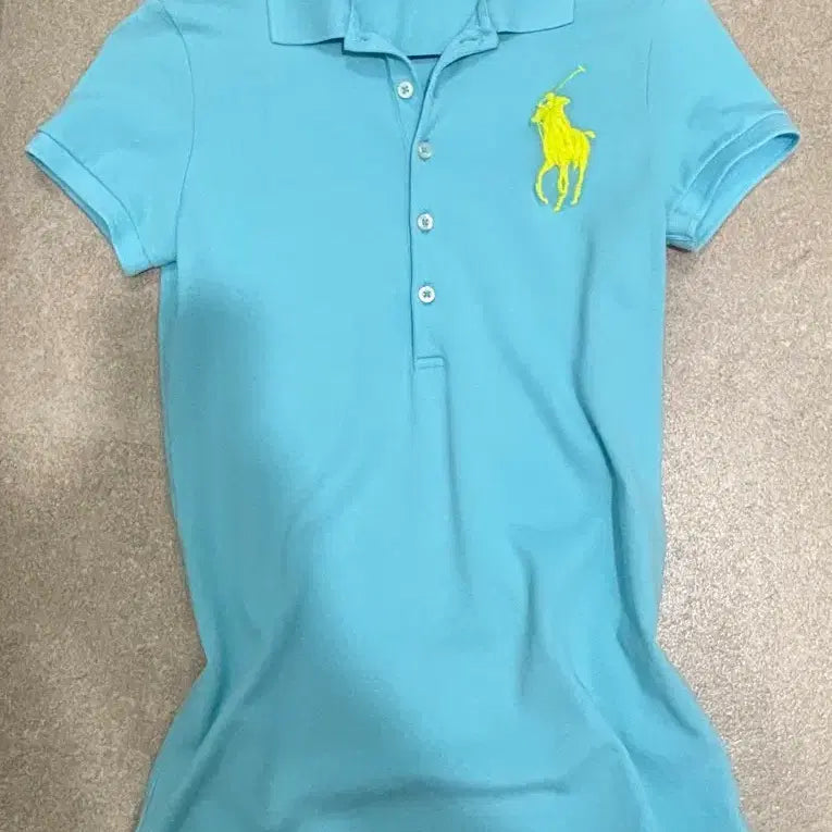[BUNJANG] Polo Ralph Lauren Big Pony Long Sleeve Polo Shirt / 폴로 랄프로렌 카라티 셔츠 라이트 블루 옐로우 빅포니 롱탑