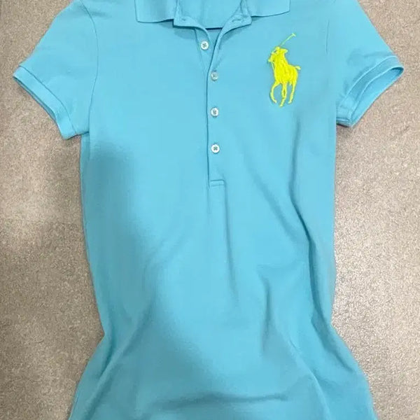 [BUNJANG] Polo Ralph Lauren Big Pony Long Sleeve Polo Shirt / 폴로 랄프로렌 카라티 셔츠 라이트 블루 옐로우 빅포니 롱탑
