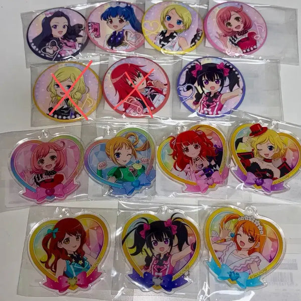 [BUNJANG] Prism Stone Dimapure Rera Otome Prism Paradise Atamf Marukuji Hawii-san Can Badge & Acrylic Keyring Set / 프리티리듬 프리즘스톤 디마퓨 레라 오드 프리파라 아탐프 마루쿠지 하위상 캔뱃지 아크릴 키링 판매