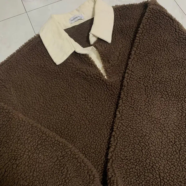 [BUNJANG] Archive Nus Brown Fleece Hooded Zip-Up / 너스 아카이브 Archive Nus 플리스 후드 집업 브라운