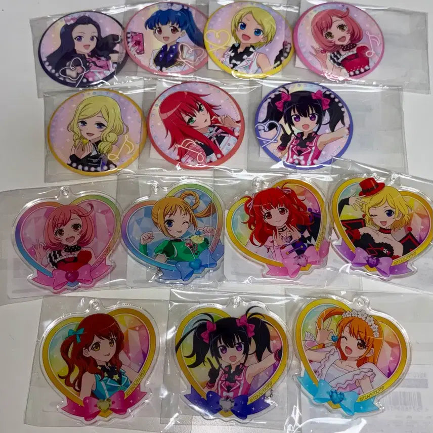 [BUNJANG] Pretty Rhythm Marukuji Can Badge & Keyring Bundle Set / (일괄)프리티리듬 프리즘스톤 마루쿠지 캔뱃지 키링 일괄 판매