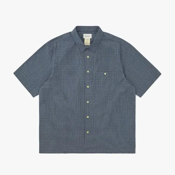 [BUNJANG] Khakis Border Check Shirt (Blue) / 카키스 보더 체크 셔츠(블루)