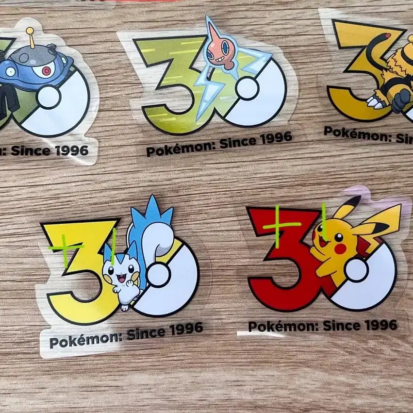 [BUNJANG] Pokemon Electric Type Logo Sticker Set (Pikachu, Pachirisu, Elekable, Rotom, Zappos), Chu-Po-Sen 30th Anniversary / 중포센 30주년 로고스티커 포켓몬 전기타입 피카츄 파치리스 에레키블 자포코일