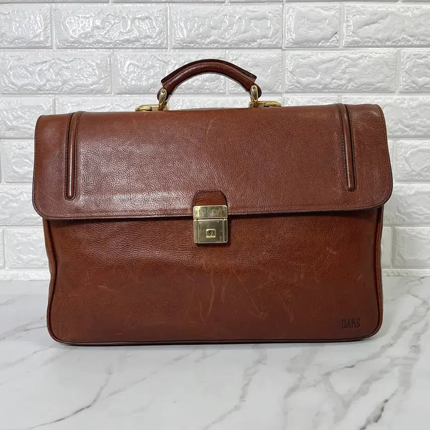 [BUNJANG] Daks Brown Vintage Leather Briefcase / [정품] 닥스 남성 브라운 빈티지 가죽 브리프케이스 서류가방
