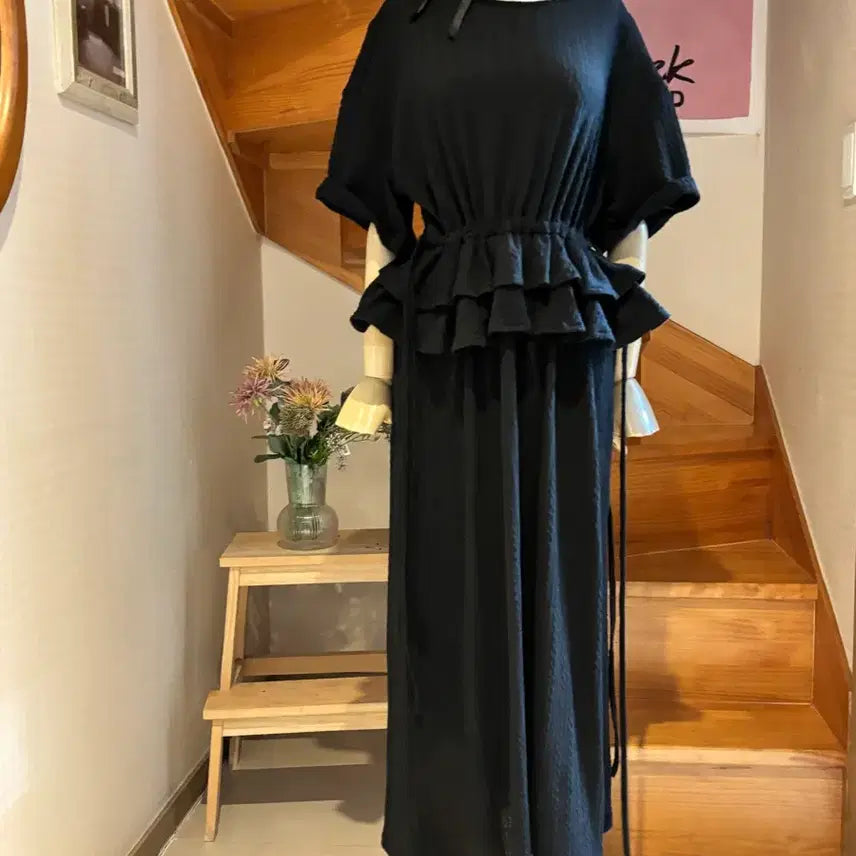 [BUNJANG] Black Frill Long Dress / 블랙 프릴 원피스