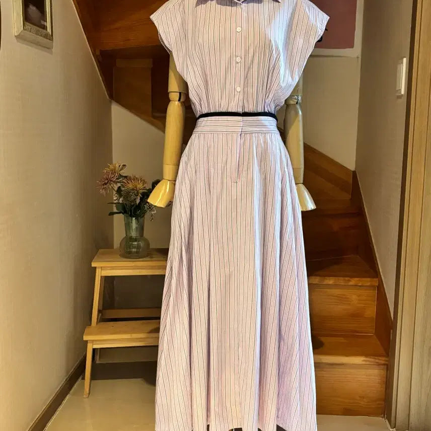 [BUNJANG] Striped Long Shirt Dress / 줄무늬 셔츠 원피스