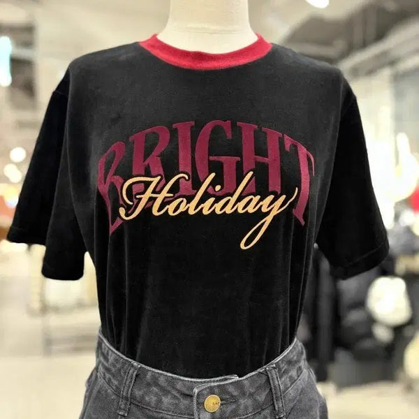 [BUNJANG] Velour Round T-Shirt Women's Free Size Black / 골프 벨루아 free 라운드 티셔츠 여성