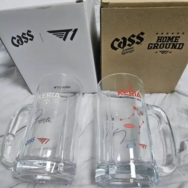 [BUNJANG] T1 Beer Glass + Photocard Set / 티원 카스 콜라보 맥주잔+ 포카 셋트