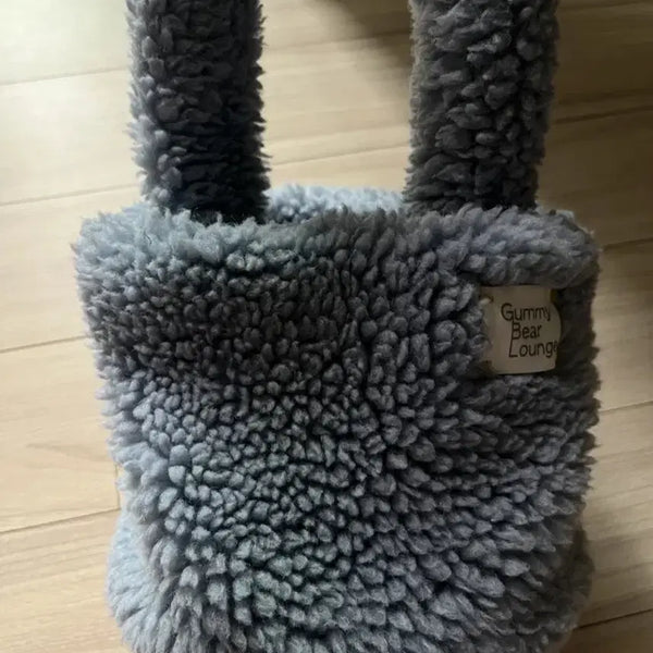 [BUNJANG] Gummy Bear Lounge Fuzzy Tote Bag Sky Blue / 구미베어 라운지 뽀글이 토트백 하늘색