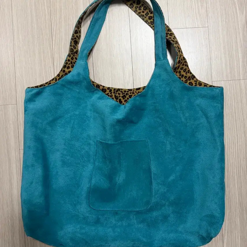 [BUNJANG] Reversible Teal Leopard Tote Bag / 리버서블 청록색 레오파드 토트백