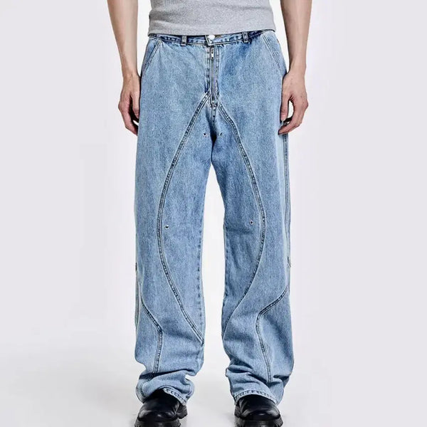 [BUNJANG] 51 Percent Tunnel Lining Wide Denim Trousers Light Blue / 51퍼센트 터널 라이닝 트라우저 라이트 블루