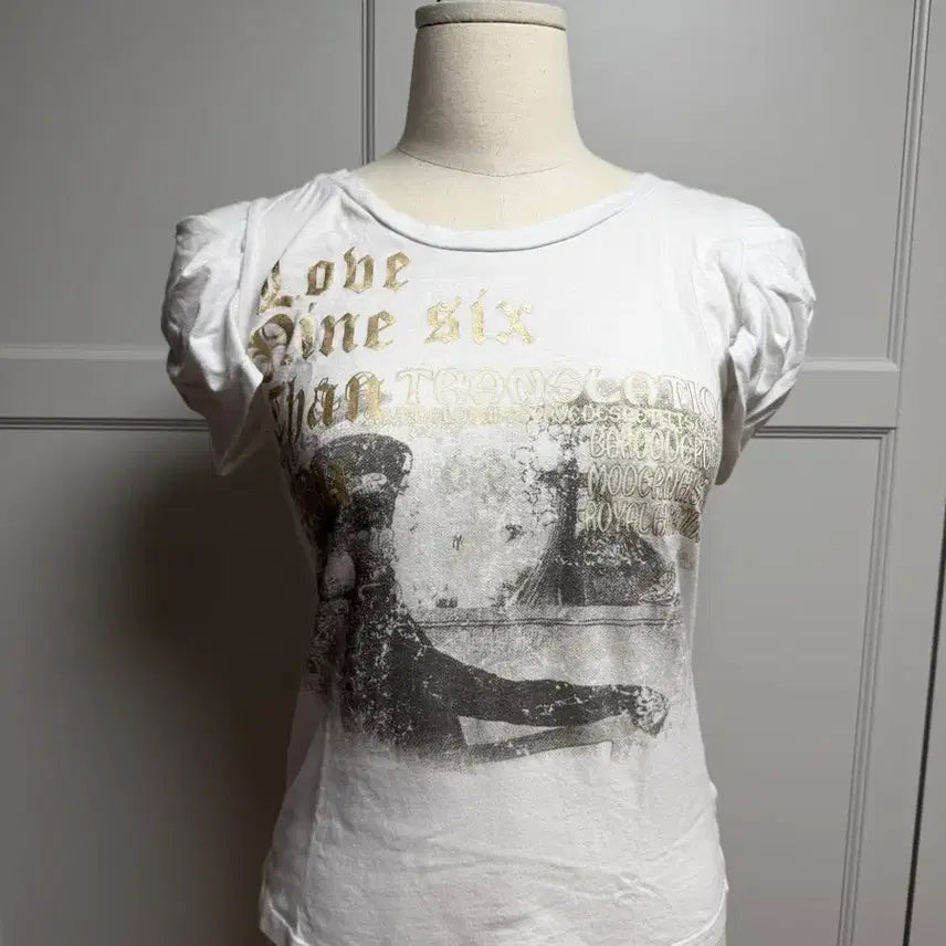 [BUNJANG] Banila B White Printing Short Sleeve T-Shirt Size 90 / Banila B 바닐라비 화이트 프린팅 반팔티 90