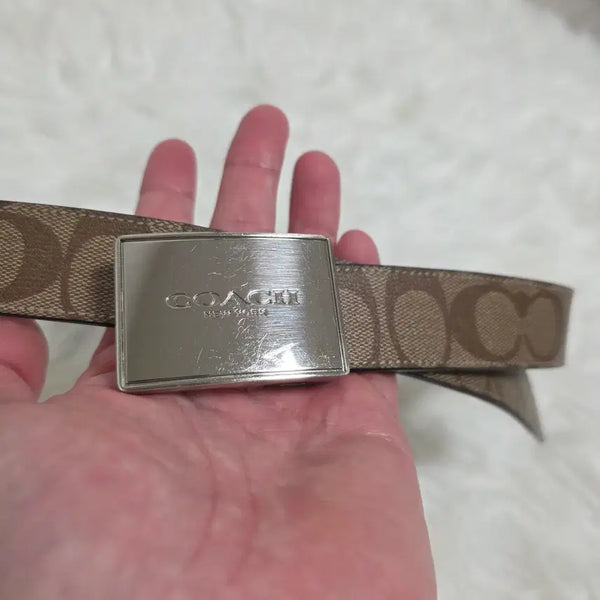 [BUNJANG] Coach Men's Reversible Belt Silver Buckle / [명품] 코치 COACH 남성 양면 벨트 판매 / 은장 버클 / 양면-코치로고&다크브라운 / 호놀룰루 면세점 구매
