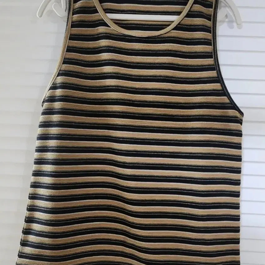 [BUNJANG] Unisex Striped Sleeveless Knit Top / (새상품) 스트라이프 민소매