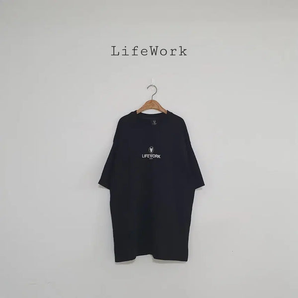 [BUNJANG] Life Work Black Short Sleeve T-Shirt / No.26081504 라이프워크 반팔티 블랙