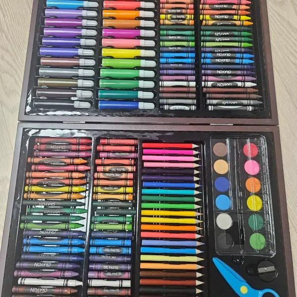 [BUNJANG] 163pcs Wood Case Art Supplies Comprehensive Set / 우드 케이스 미술 도구 종합 세트 163pcs 새상품