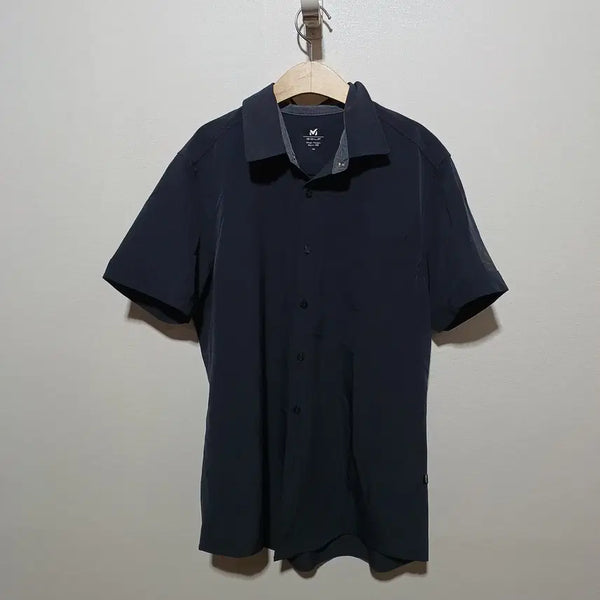 [BUNJANG] Millet Golf Men's Short Sleeve Spandex Shirt Dark Grey 100 / 밀레골프 남성 반팔 스판 셔츠 다크그레이 100 (26A2037)